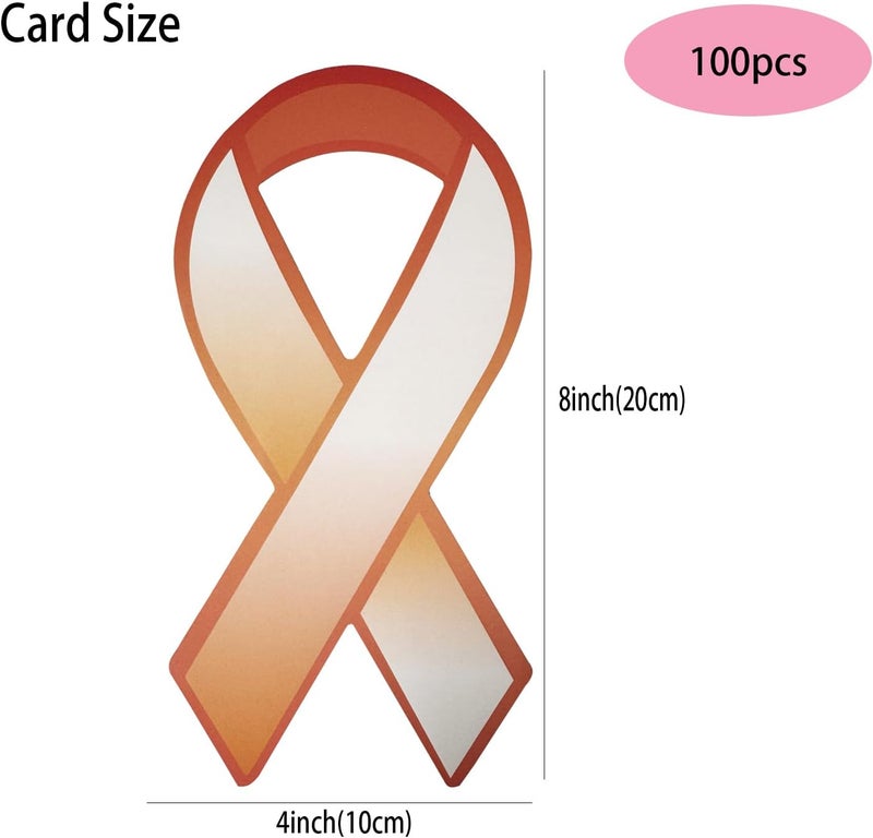 cogont 100pcs Orange Ribbon Shaped Paper Ribbons - Orange Awareness Ribbons for Leukemia Awareness, Kidney Cancer, Multiple Sclerosis, Donations, Campaigns, Mass Shootings, Fundraising & Decoration - Image 2